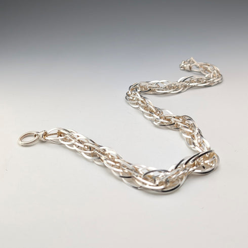 Vintage sterling silver extra thick weave chain necklace 88g